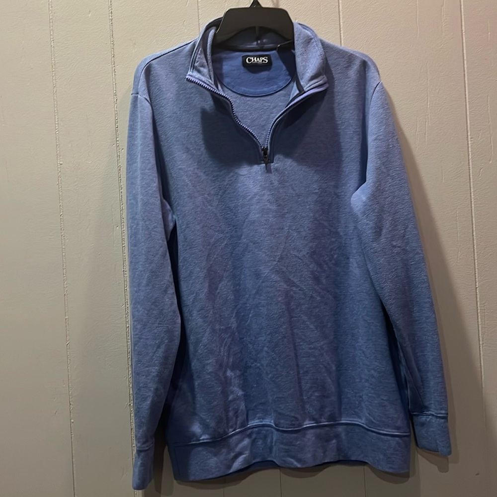 Chaps Men’s Light Blue (White stripe) 1/4 Zip Sweater.